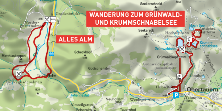 Obertauern: Grünwald- und Krummschnabelsee